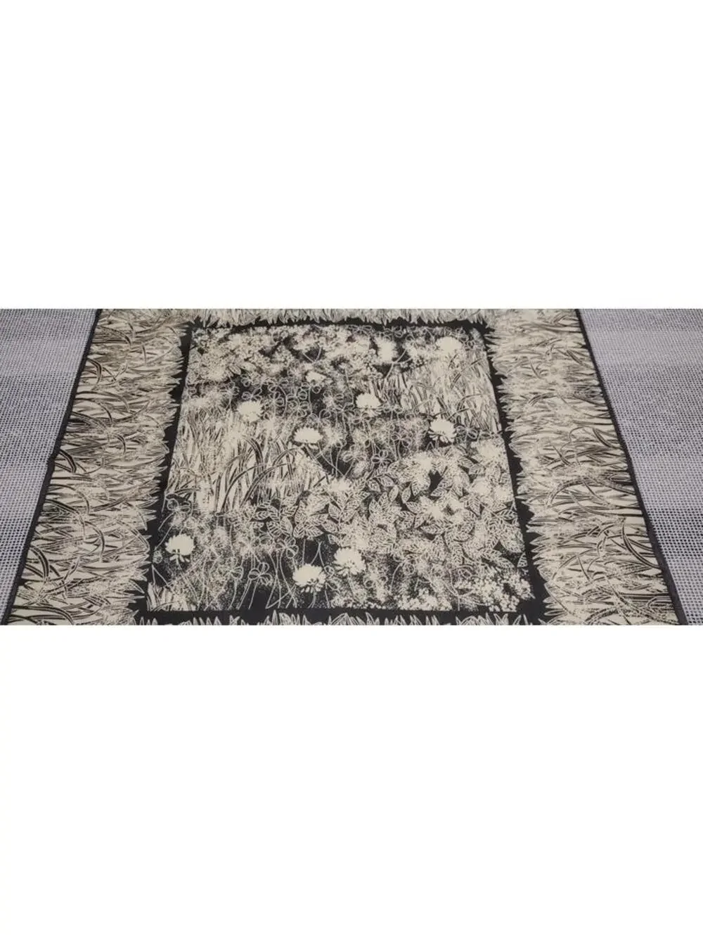 Vintage Scarf Bedford Stuyvesant WHEAT VICTORIAN EDWARDIAN Gray Tan Satin Poly